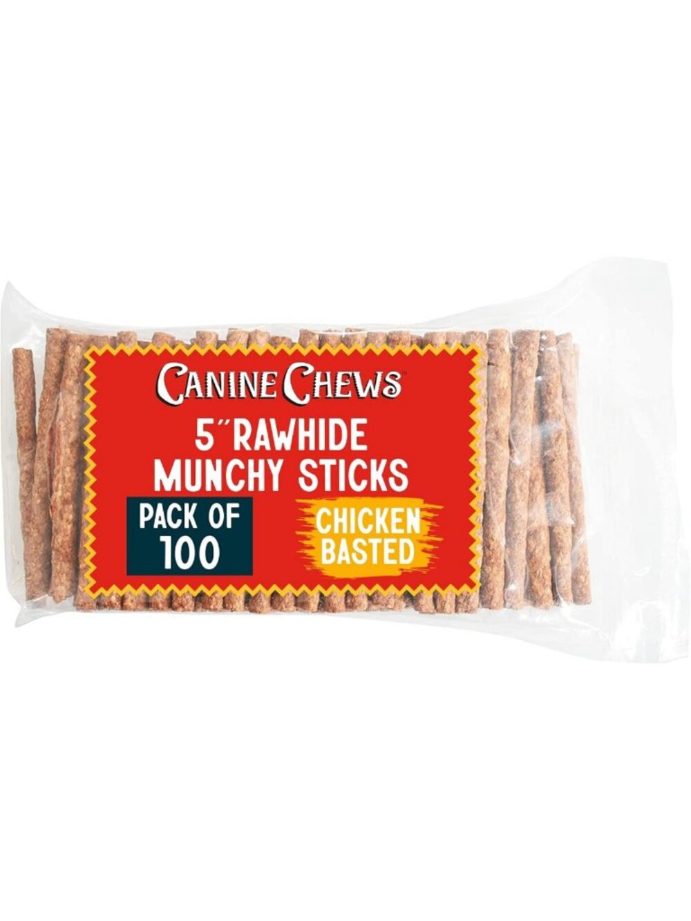 5" Munchy Rawhide Chews for Small Dogs - 100 Pack Chicken Dog Snack Sticks